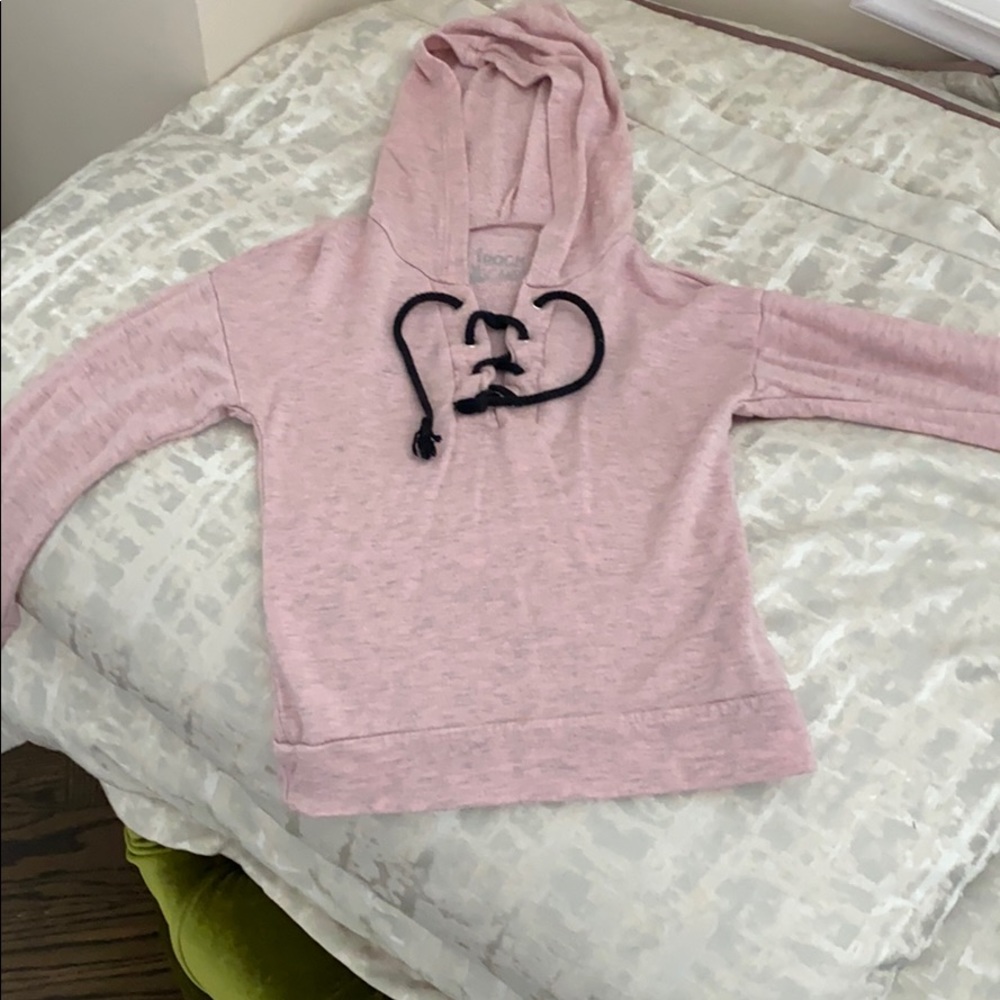 Pink and black lace up hoodie